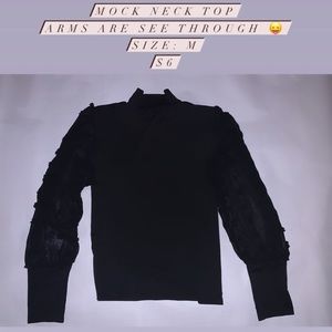 Mock Neck Puff Sleeve Top